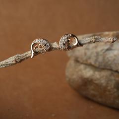 Sparkling Dolphin Curve Rose Gold Stud Earrings