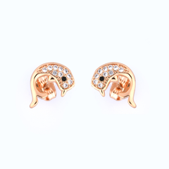 Sparkling Dolphin Curve Rose Gold Stud Earrings