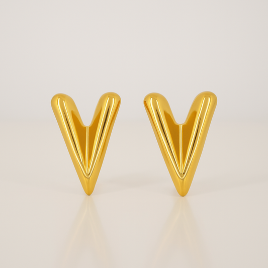 Minimalist V-Design Stud Earrings (Gold Tone)
