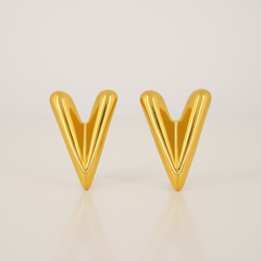 Minimalist V-Design Stud Earrings (Gold Tone)
