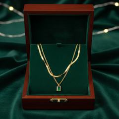 Emerald Square Pendant Necklace