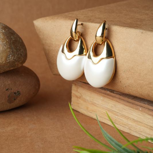 Chic Bicolor Enamel Drop Earrings