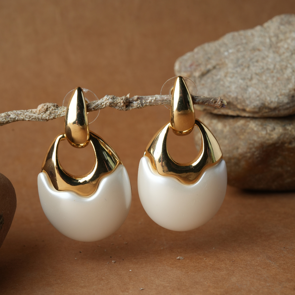 Chic Bicolor Enamel Drop Earrings