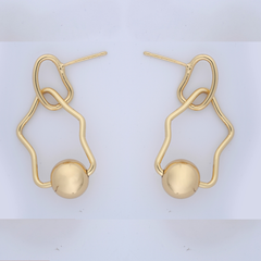Abstract Contour & Orb Gold Drop Earrings