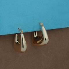 High-Shine Puffed Square Gold Huggie Earrings