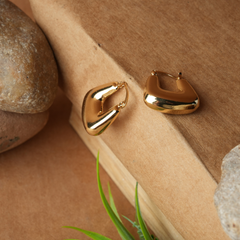 High-Shine Puffed Square Gold Huggie Earrings