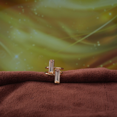 Modern Gold-Tone Double Baguette Statement Ring