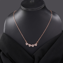 Rose Gold Linked Hearts Necklace
