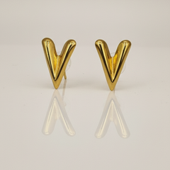 Minimalist V-Design Stud Earrings (Gold Tone)