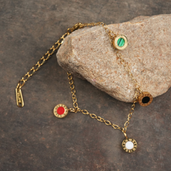 Gold-Tone Roman Numeral Multi-Color Charm Bracelet
