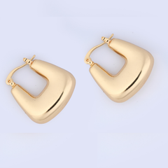 High-Shine Puffed Square Gold Huggie Earrings