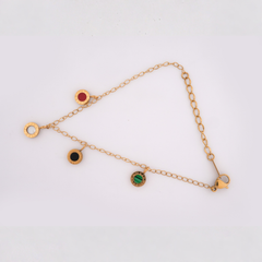 Gold-Tone Roman Numeral Multi-Color Charm Bracelet