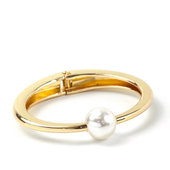 Pearl Drop Gold-Tone Oval Bracelet