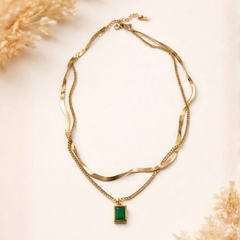 Emerald Square Pendant Necklace