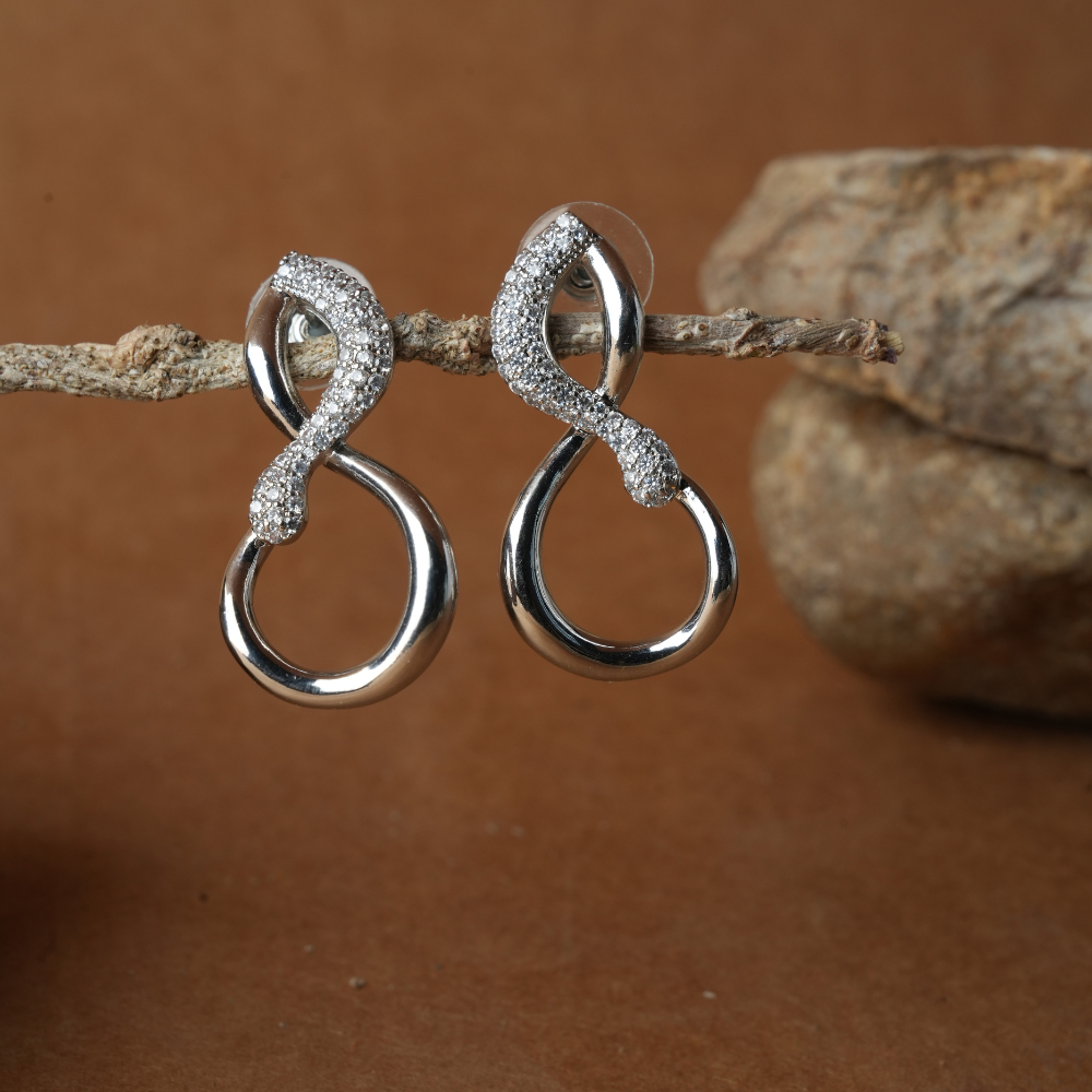 Elegant Silver-Tone Infinity Drop Earrings