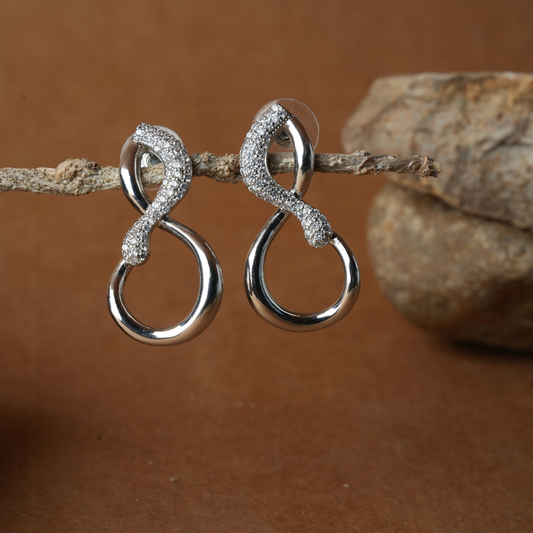 Elegant Silver-Tone Infinity Drop Earrings