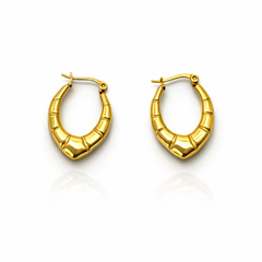 Chunky Bamboo Hoop Earrings in Gold Tone