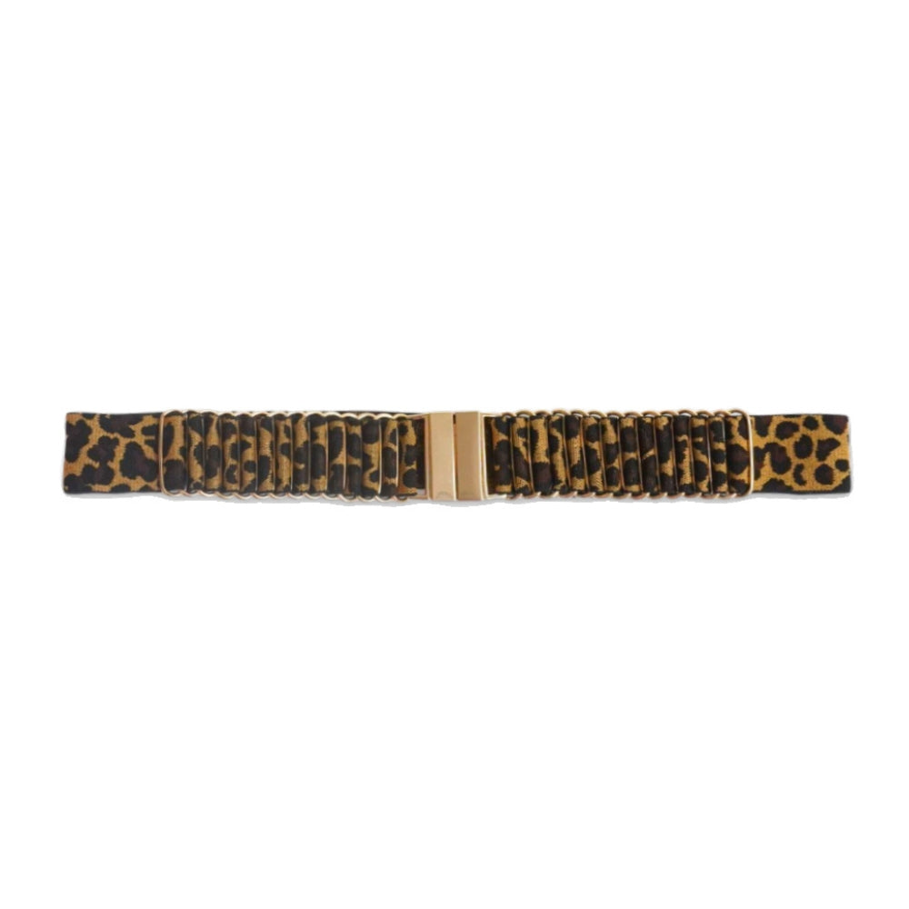 Leopard Print Waist Belt with Chain Links