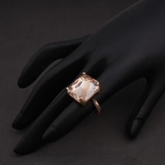 Gold-Tone Champagne Emerald-Cut Statement Ring