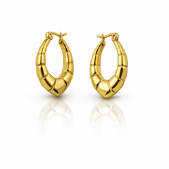 Chunky Bamboo Hoop Earrings in Gold Tone