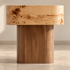 Modern Cylindrical Console Table – Engineered Wood with Premium PU Paint & PVC Laminate Finish
