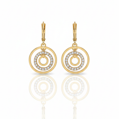 Triple Halo Crystal Drop Earrings