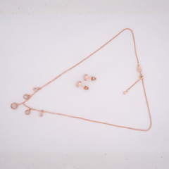 Rose Gold-Tone Pink Charm Necklace & Earring Set