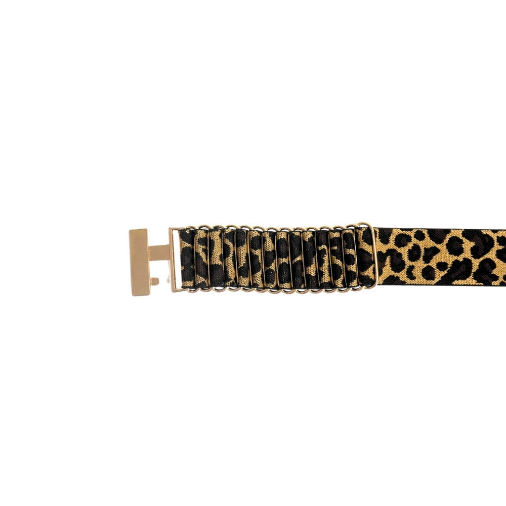 Leopard Print Waist Belt with Chain Links