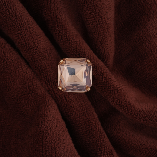 Gold-Tone Champagne Emerald-Cut Statement Ring