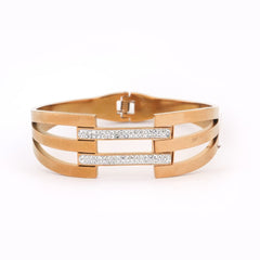 Golden Triple Band Bracelet with Crystal Detailing