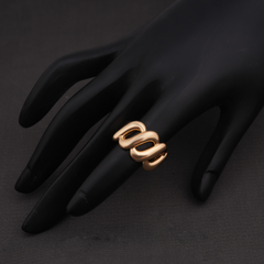 Matte Yellow Gold-Tone Sculptural Wave Ring