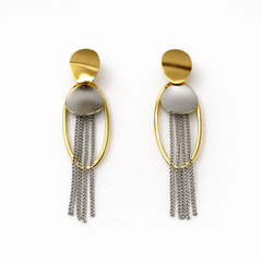 Elegant Dual-Tone Chain Drop Earrings (Gold & Silver Tone)