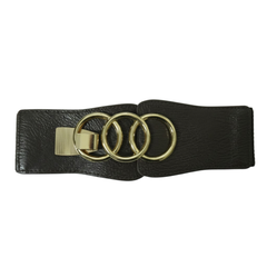 Waist Belt with Gold Interlocking Rings Buckle