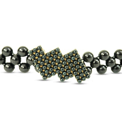 Black Beaded Belt with Lightning Bolt Clasp