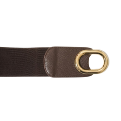 Chic Dark Brown Wide Cinch Belt with Gold Interlocking Buckle