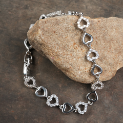 Silver-Tone Heart-Link Bracelet