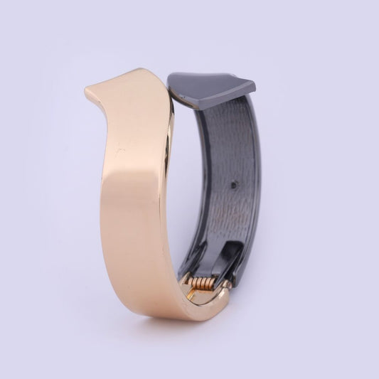 Stylish Dual-Tone Wide Cuff Bracelet for Women – Golden & Black