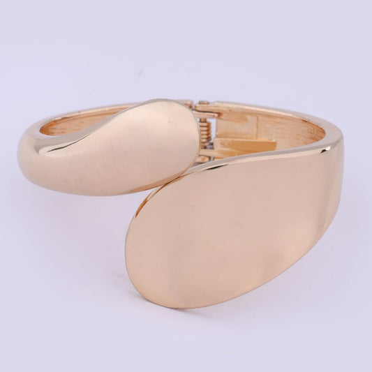 Statement Modern Sculptural Gold-Tone Hinged Bangle
