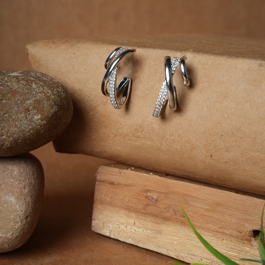 Modern Crossover Triple-Band Hoop Earrings