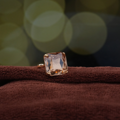 Gold-Tone Champagne Emerald-Cut Statement Ring