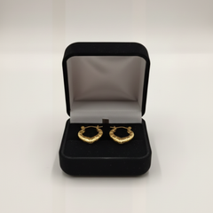 Chunky Bamboo Hoop Earrings in Gold Tone