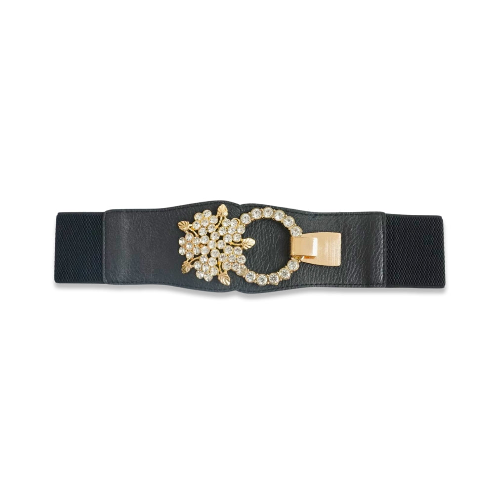 Rhinestone Embellished Elastic Waist Belt