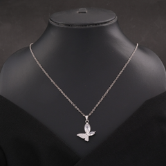 Silver-Tone Pavé Butterfly Pendant Necklace