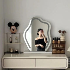 Modern Designer Dressing Table with Curved Mirror – Engineered Wood with PU Paint & PVC Laminate Finish