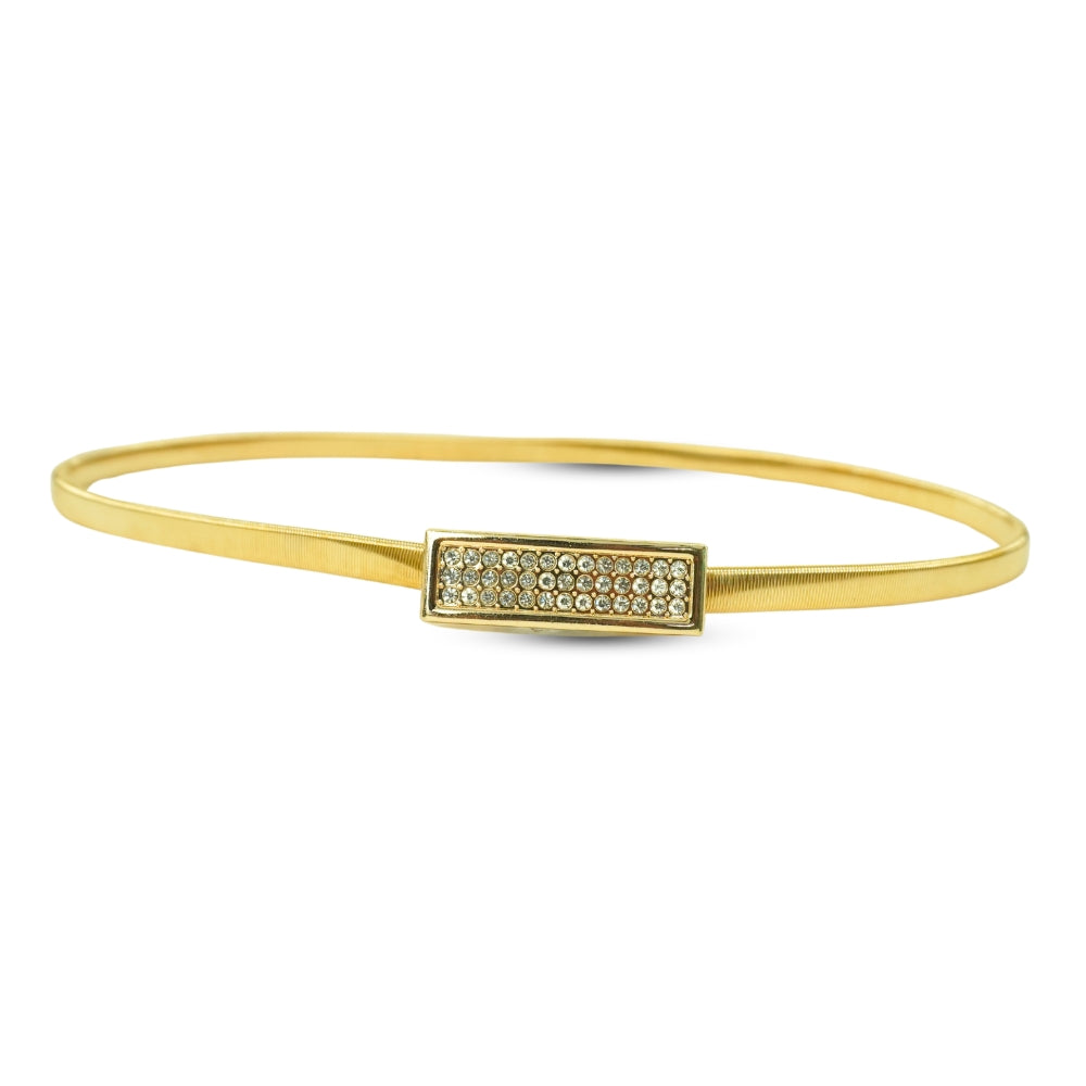 Gold-Toned Rhinestone Stretch Belt