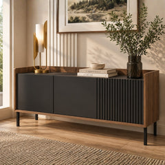 Modern Fluted Sideboard Cabinet with Raised Back Frame