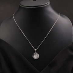 Crescent Moon & Star Amulet Necklace (Silver-Tone)