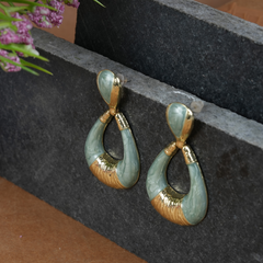 Modern Color-Blocked Teardrop Dangle Earrings