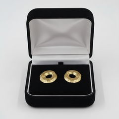 Textured Circular Stud Earrings in Gold Tone