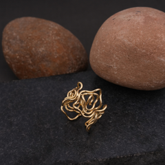 Gold-Tone Abstract Wave Statement Ring